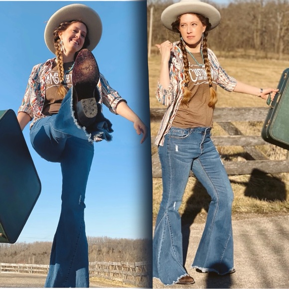 L&B/HomeFolk Plus Size Hitchhiker Mid Rise Flare Bell Bottom Jeans NEW - Picture 8 of 15